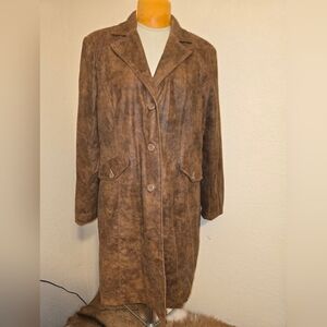 Vintage Erin London Faux Suede Long Coat Ladies Size XL